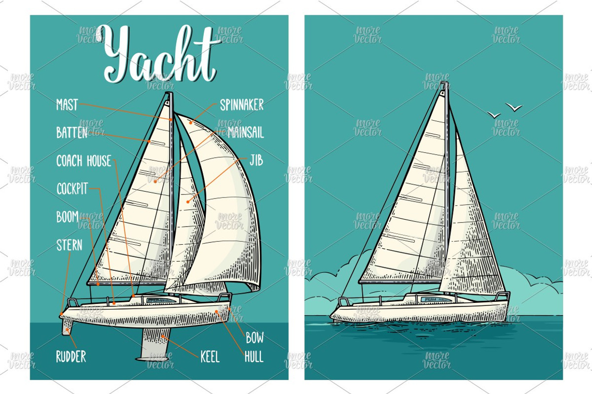 Poster and engrave yacht club, an Illustration by MoreVector (Photo 6 of 6)