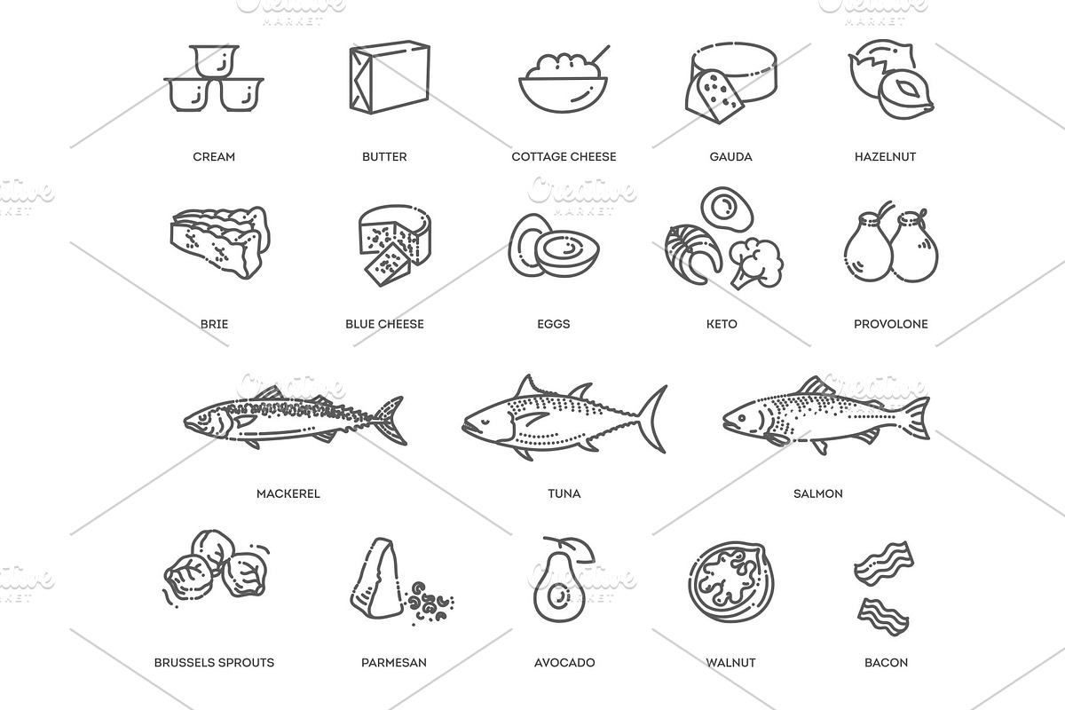 Ketogenic Diet Icons, a Food Illustration by Tettygreen (Photo 3 of 3)