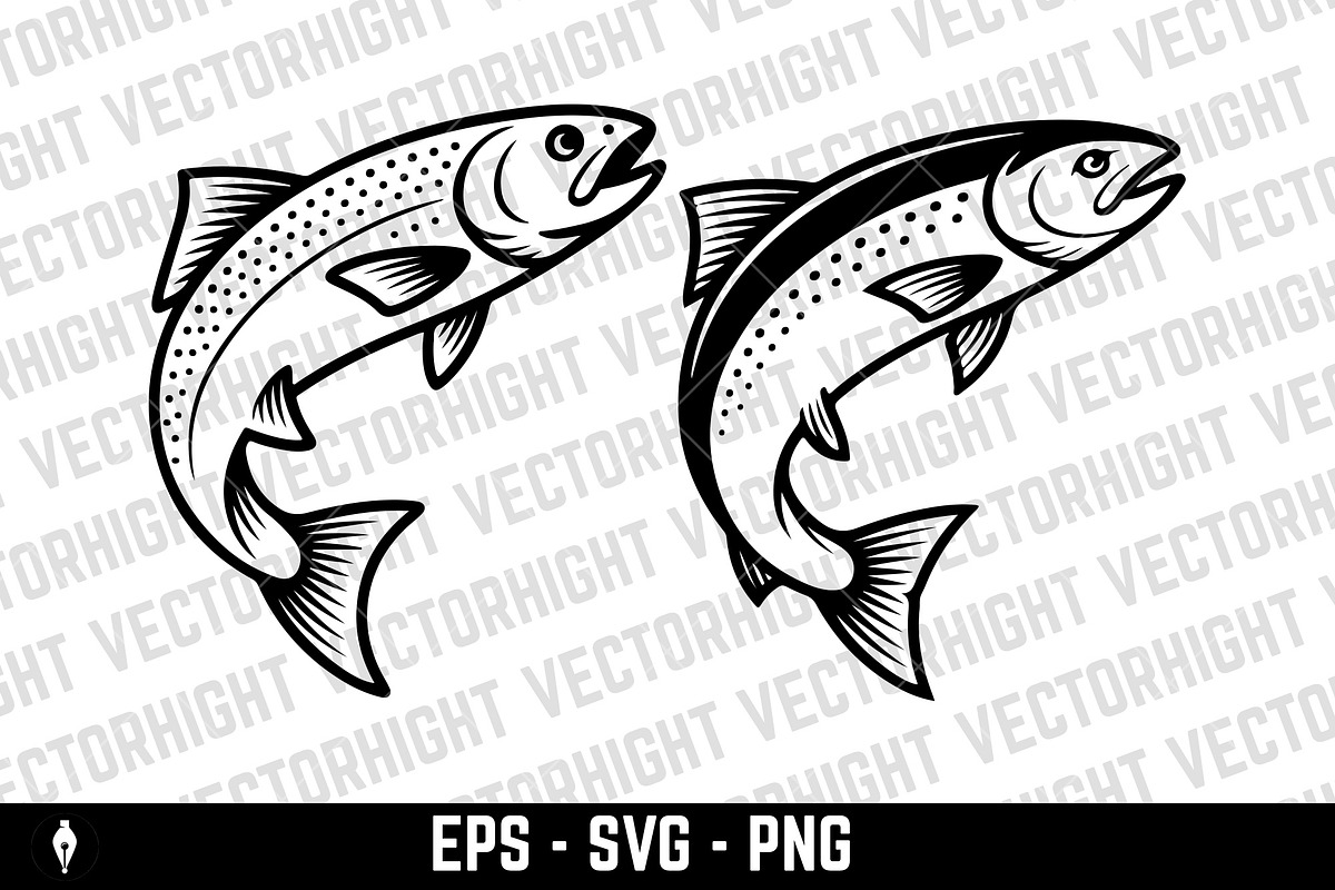 Illustrations of a salmon, an Animal Illustration by Vectorhight (Photo 4 of 5)