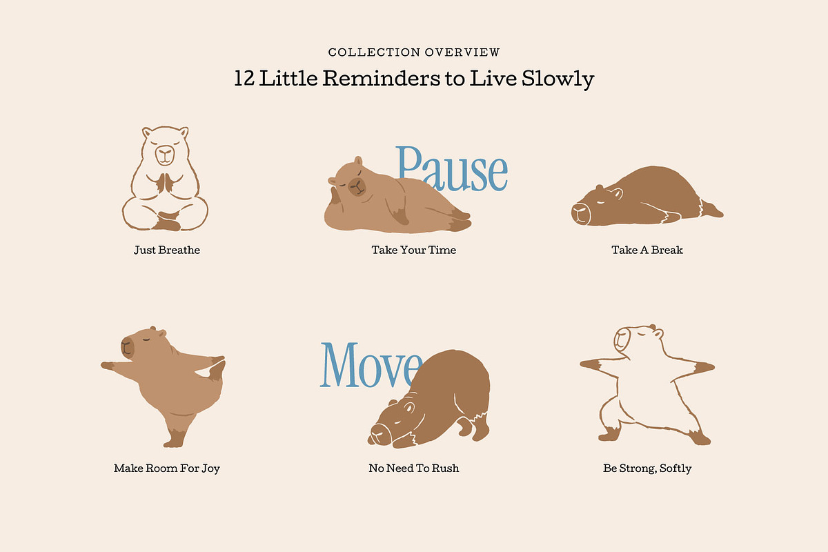 Capybara Yoga Illustration Set, an Animal Illustration by dosome.my (Photo 4 of 10)