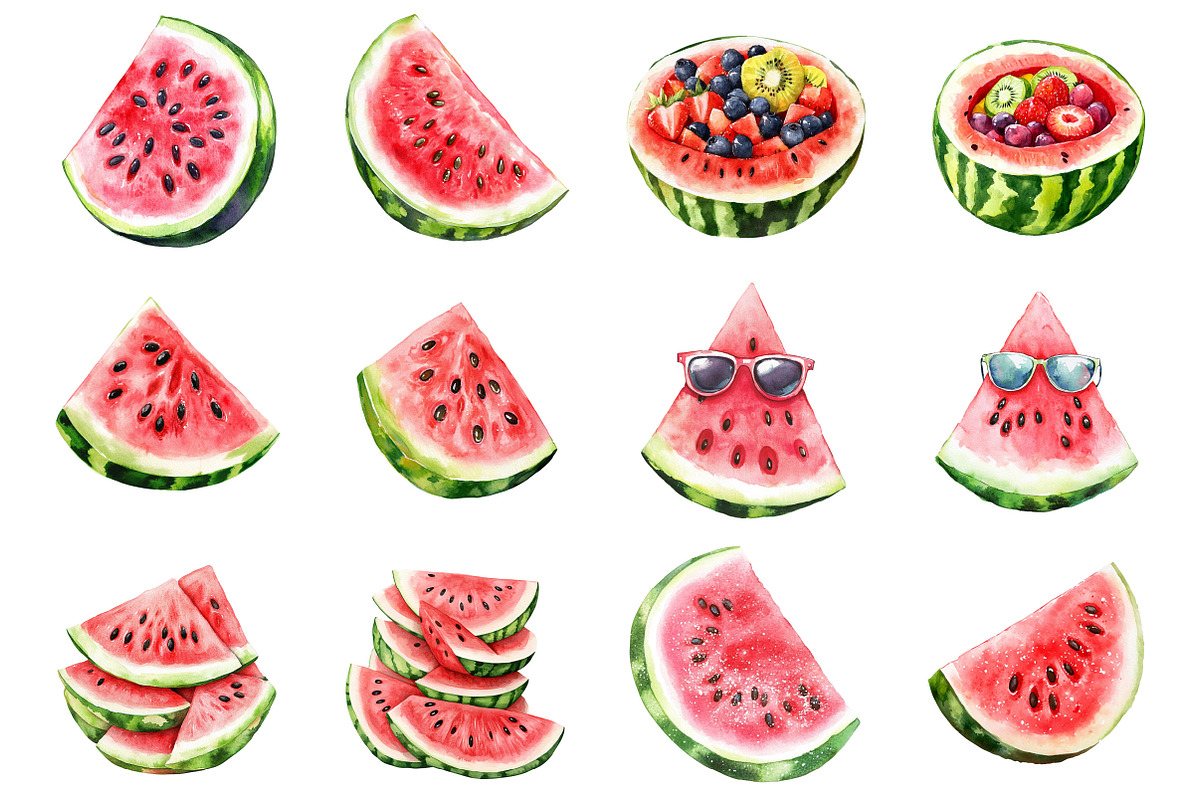 Watermelon Clipart, Pink Watermelon, an Illustration by Design Market (Photo 2 of 4)