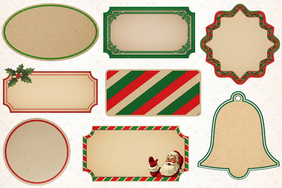 Vintage Christmas Blank Labels, an Illustration by Libby Wishes (Photo 3 of 4)