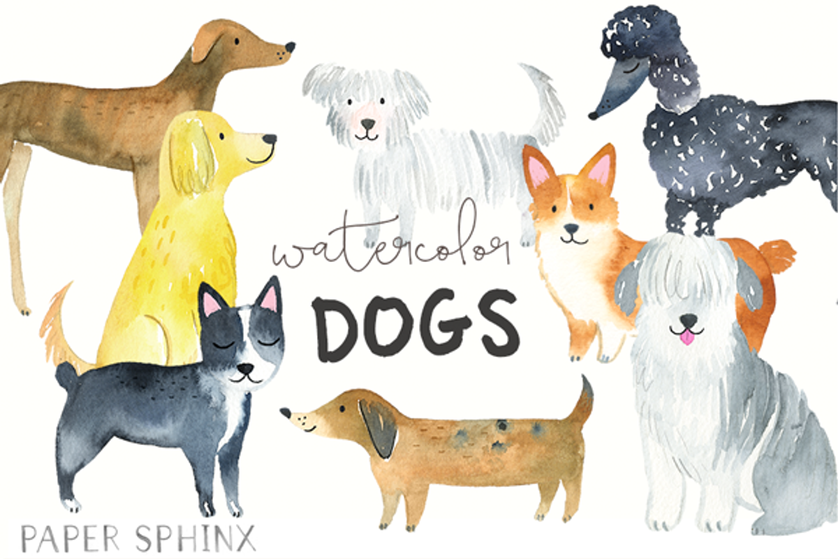 Watercolor Dog Breeds Graphic Pack, an Animal Illustration by PaperSphinx (Photo 1 of 2)