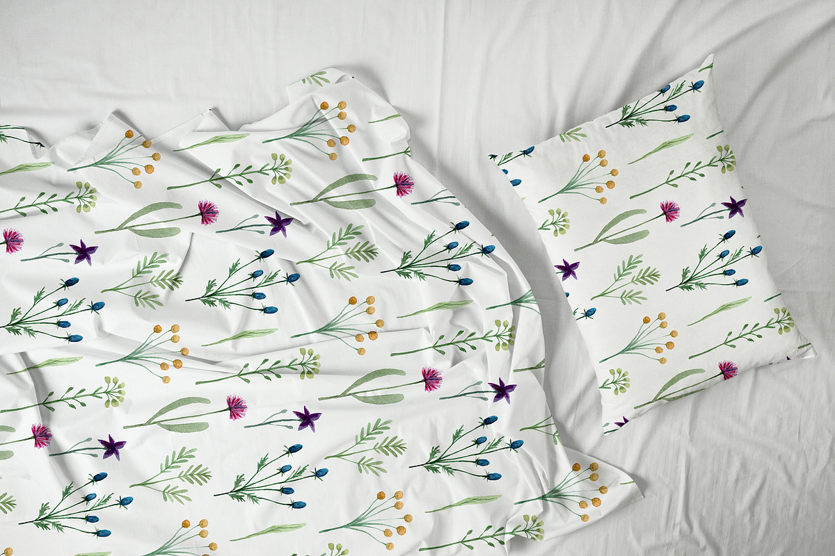 Watercolor Wildflowers. Patterns, a Pattern Graphic by Slastick (Photo 4 of 7)
