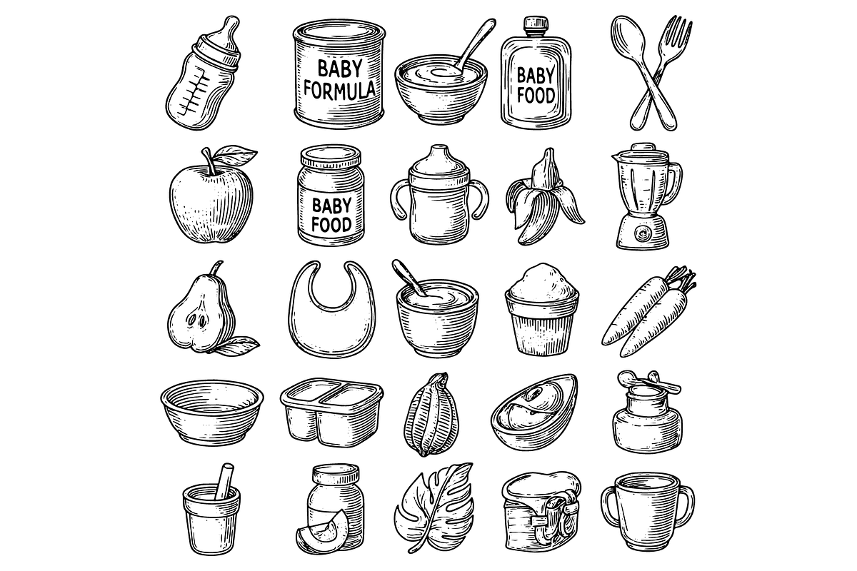 Baby Food  Set, an Object Graphic by RT Studio