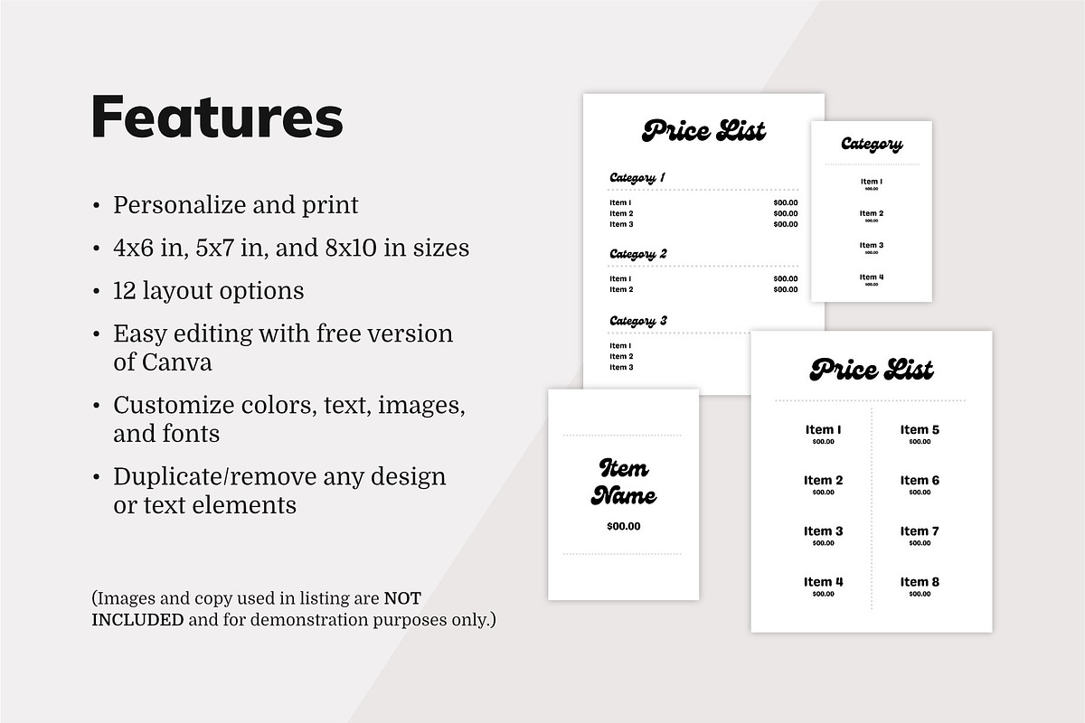 Canva Price List Signage Templates, a Marketing Template by Dandymark (Photo 3 of 7)