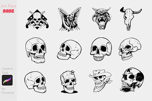 Procreate Skull Tattoo Stamps Brush