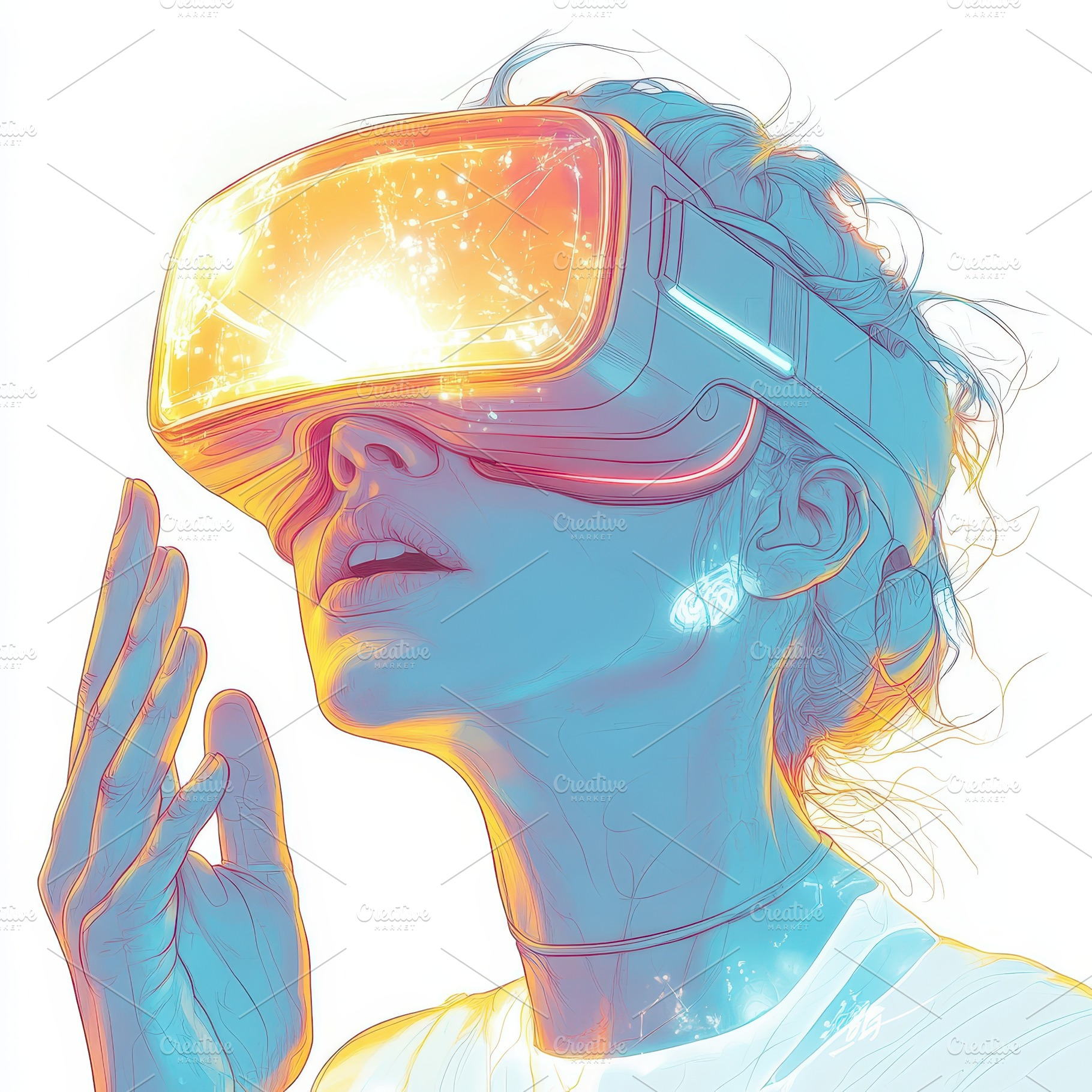 Woman Experiencing Virtual Reality H, an Abstract Photo by Pixeness Studio