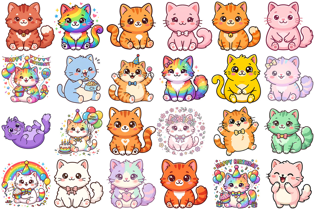 Cute Cat Clipart, an Animal Illustration by Forhadx5 (Photo 3 of 8)