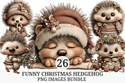 Funny Christmas Hedgehog Clipart, an Illustration by Craft Nest (Thumbnail 1 of 9)