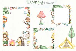 Camping Animals Watercolor