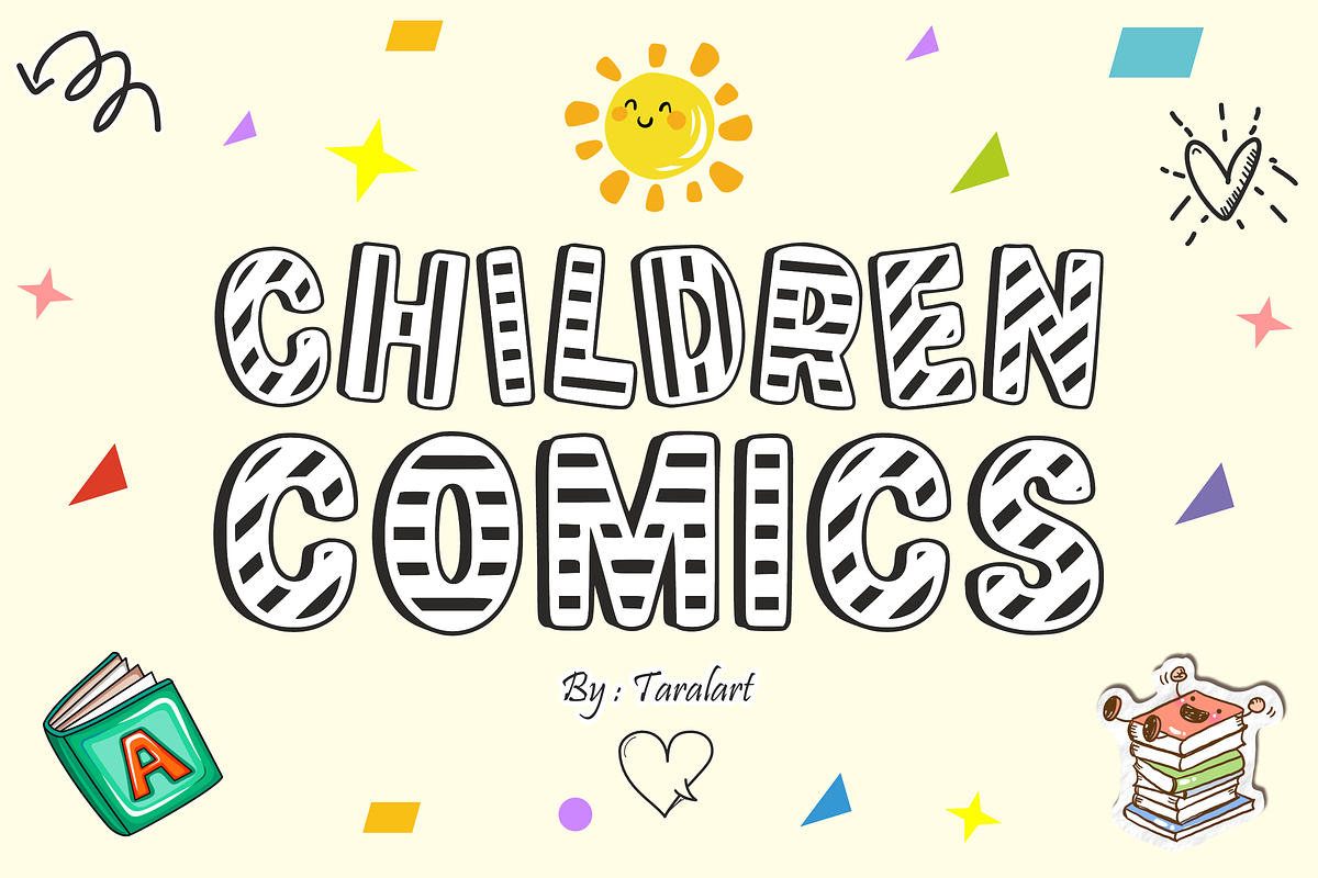 CHILDREN COMICS - Striped Kids Font, a Sans Serif Font by KiddoGlyphs Studio (Photo 1 of 5)