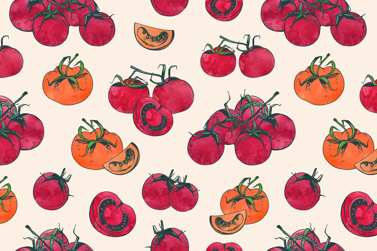 Seamless pattern with tomatoes, a Pattern Graphic by Good Studio (Photo 5 of 9)