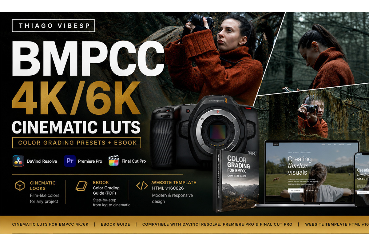 BMPCC LUTs + Ebook+ Website Template, a Preset Add-On by Creative House (Photo 1 of 7)