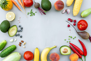 Flat lay with different food, a Food & Drink Photo by Lenor4ik
