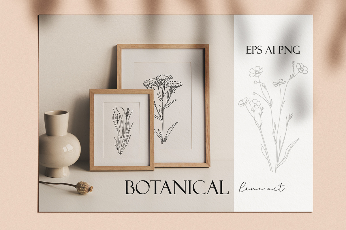 Botanical hand - drawn line art, an Illustration by velychko.ua (Photo 1 of 6)