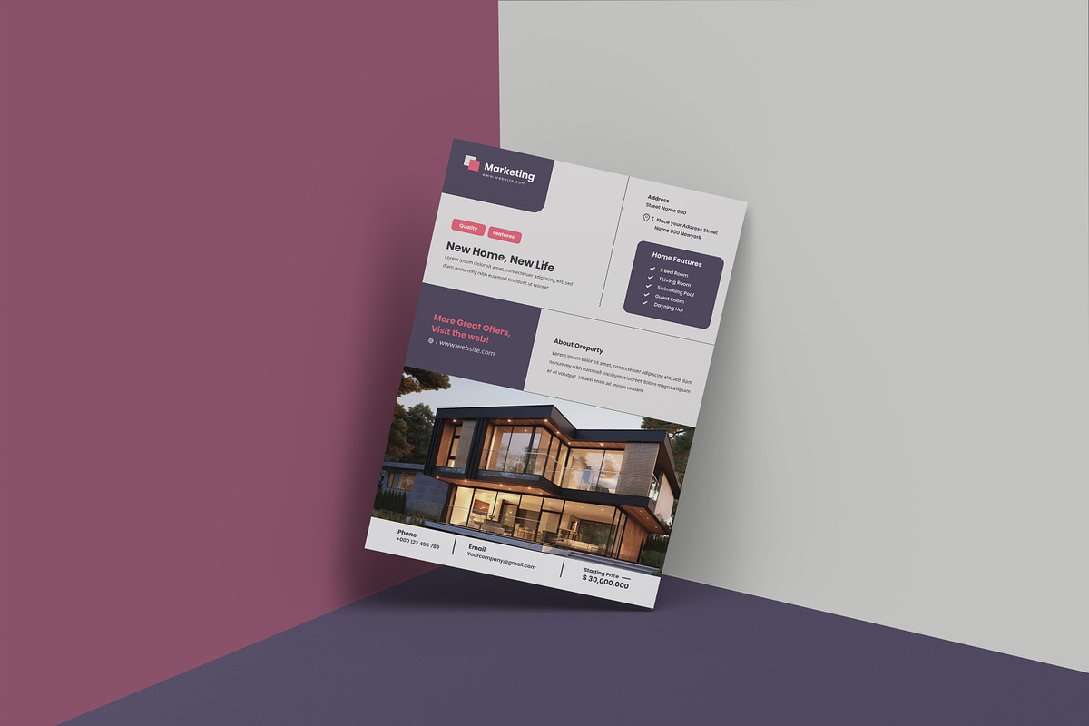 One-page A4 size Real Estate Flyer, a Flyer Template by creative-mint (Photo 3 of 4)