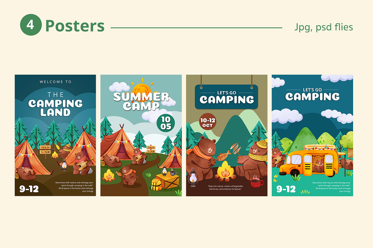 Cute Camping Vibe Watercolor, an Animal Illustration by CreativeValuation (Photo 6 of 16)