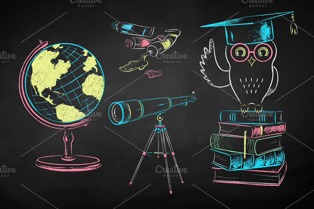 Chalked education set (color), an Object Graphic by Sonya Illustrations (Photo 5 of 9)