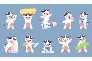 Cute cow character. Cartoon farm, an Animal Illustration by YummyBuum