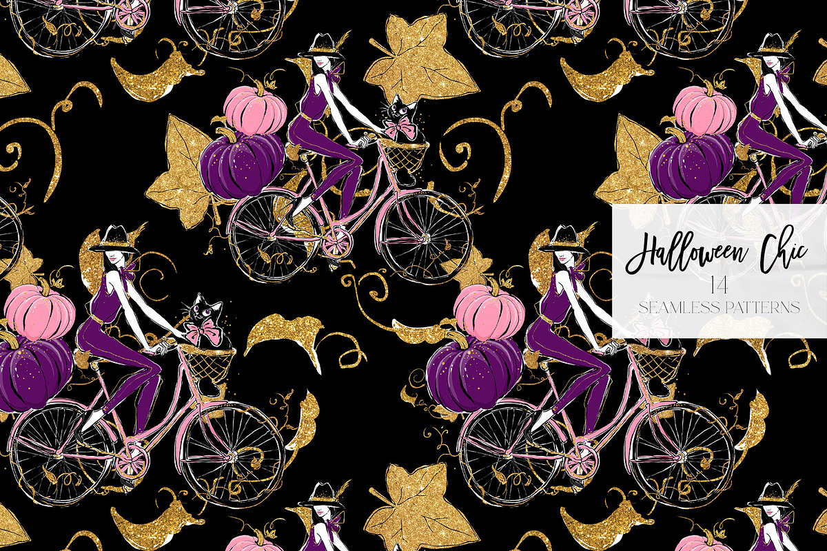 Halloween Fashion Witch Patterns, a Pattern Graphic by KaramfilaS (Photo 5 of 22)