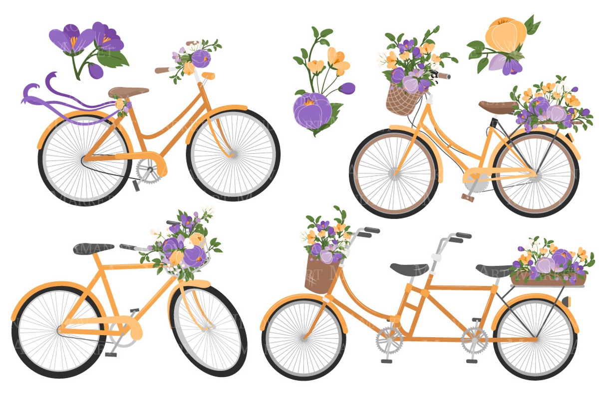 Spring Floral Bicycles Clipart, a Graphic by Amanda Ilkov (Photo 4 of 5)