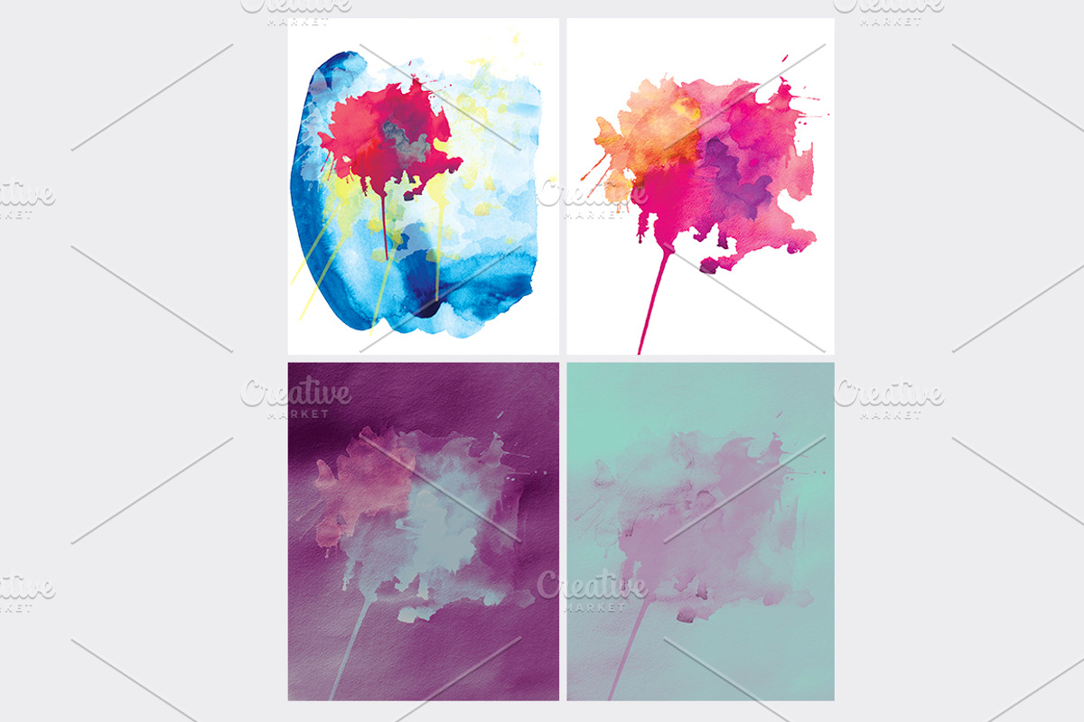 Abstract watercolor flowers. preview 2