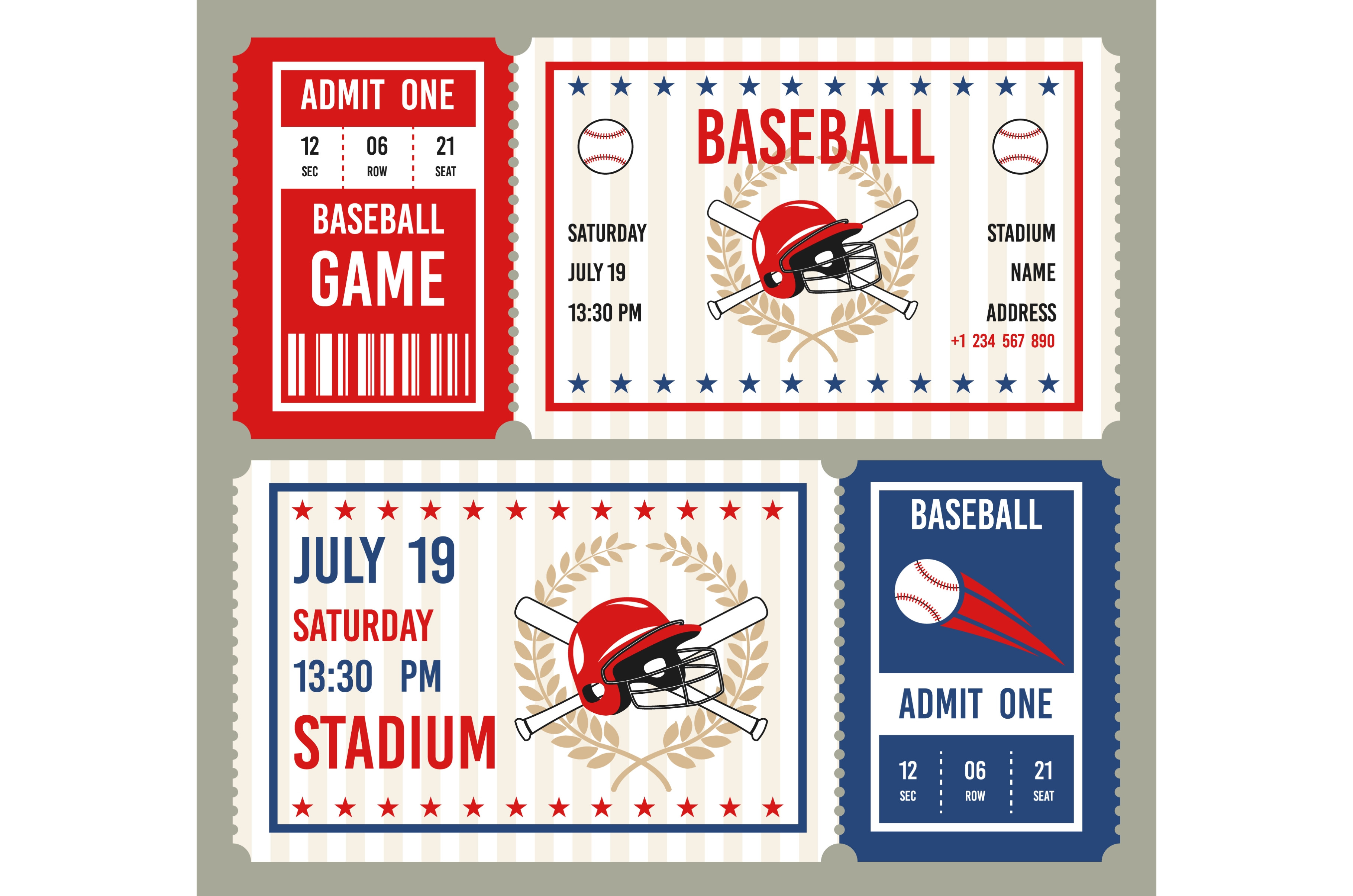 Vintage Baseball Tickets by Yummybuum  Creative Market