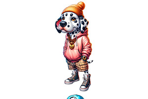 Hip Hop Dalmatian Clipart Set