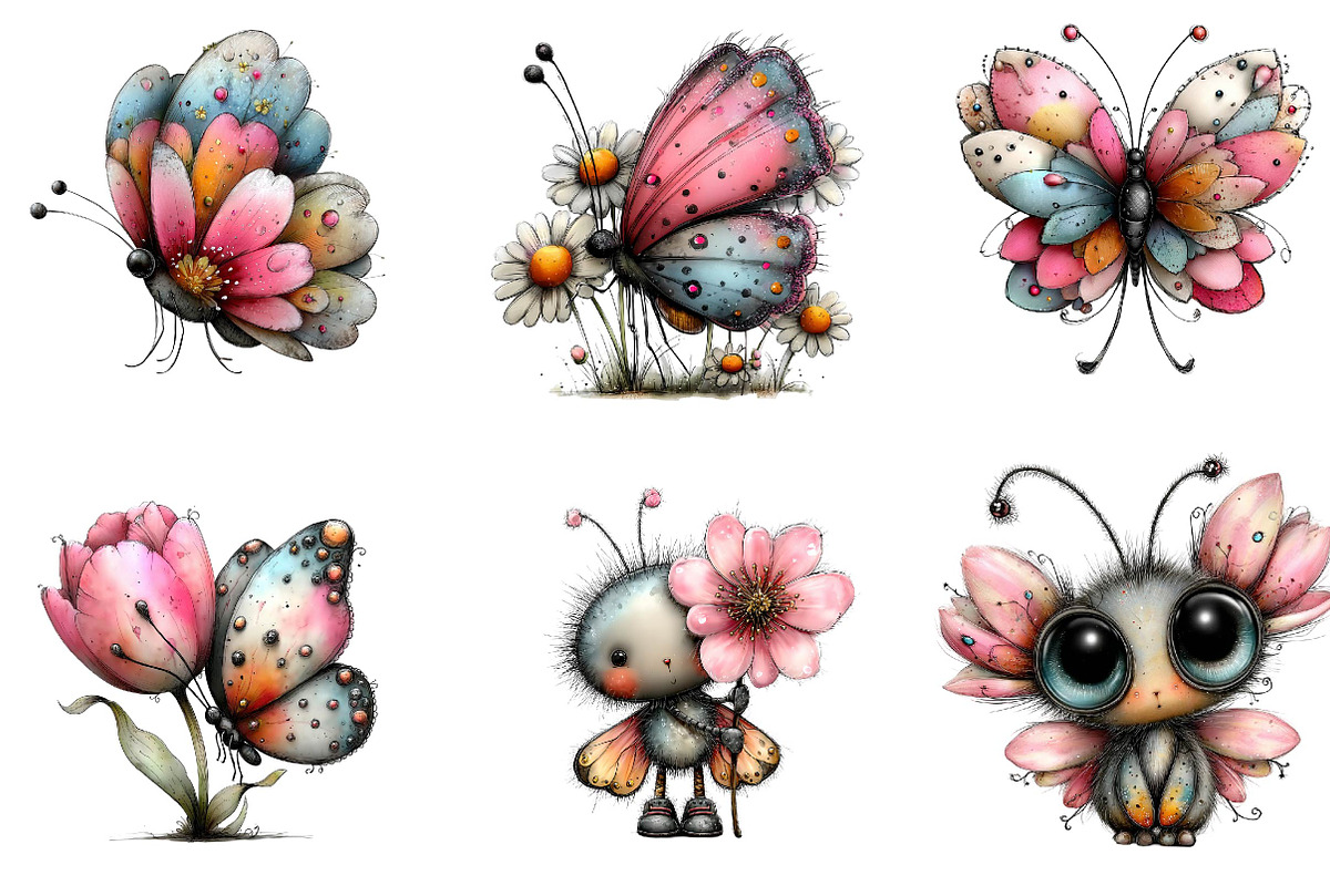 Whimsical spring Butterfly Clipart, an Illustration by CreationArt (Photo 2 of 7)