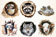 Funny Animals in Hole Clipart Bundle, an Illustration by DreamCafeArt (Thumbnail 4 of 8)