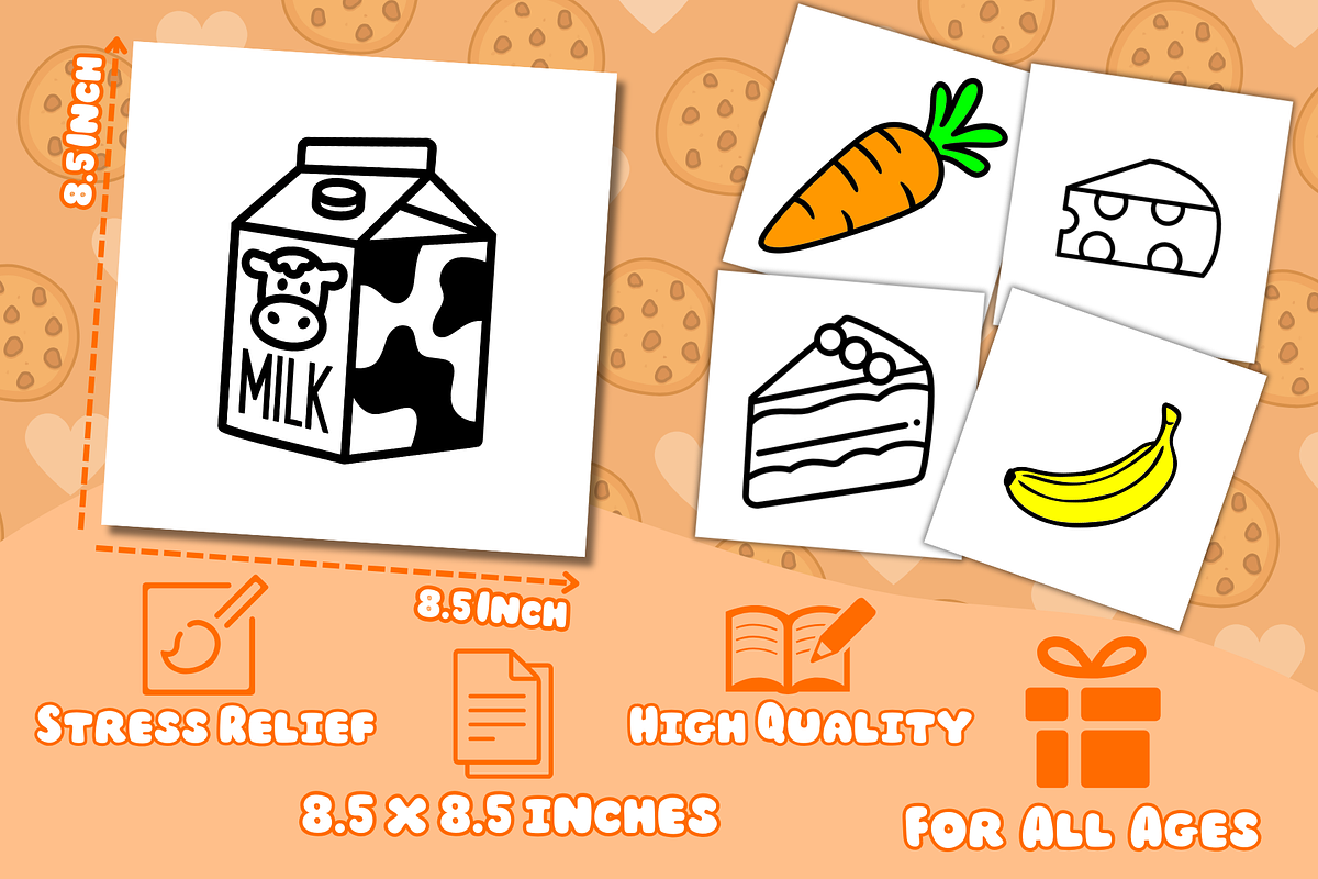 30 Food & Snacks Coloring Pages, a Food Illustration by FunFact (Photo 2 of 3)