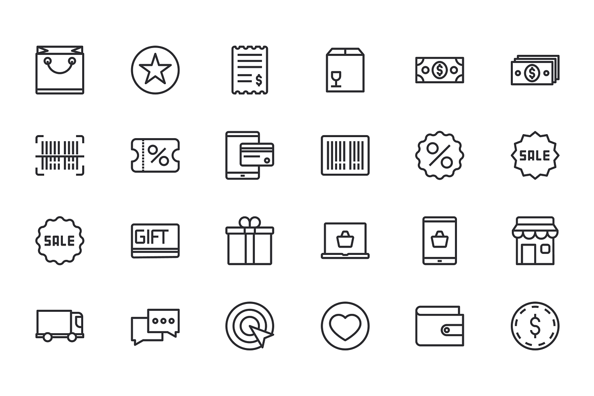 Shopping Icons, an Outline Icon by Middltone (Photo 4 of 4)