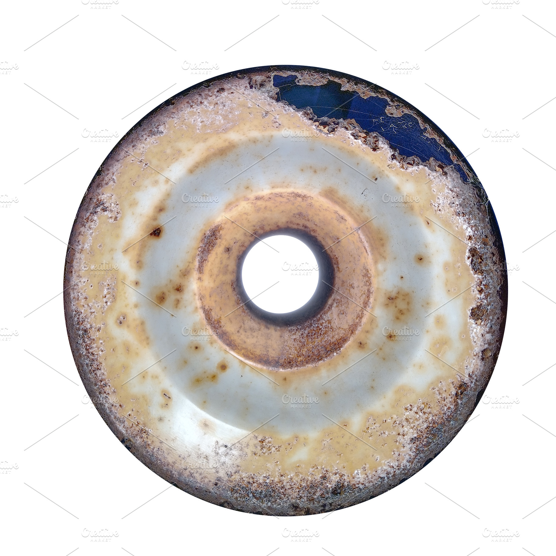 Rusted circular metal object on textured surface, an Abstract Photo by DanFLCreativo