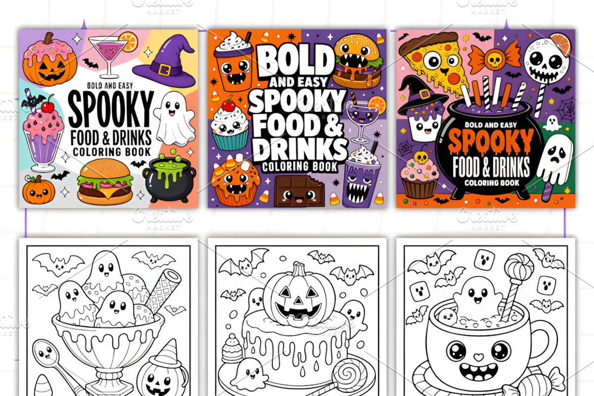 Spooky Food & Drinks Coloring Pages, a Food Illustration by Design Station (Photo 2 of 3)