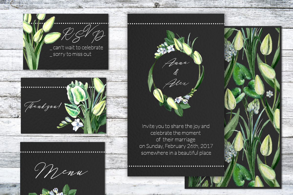 Wedding Watercolor Tulips Set, an Illustration by WBS Design (Photo 2 of 9)