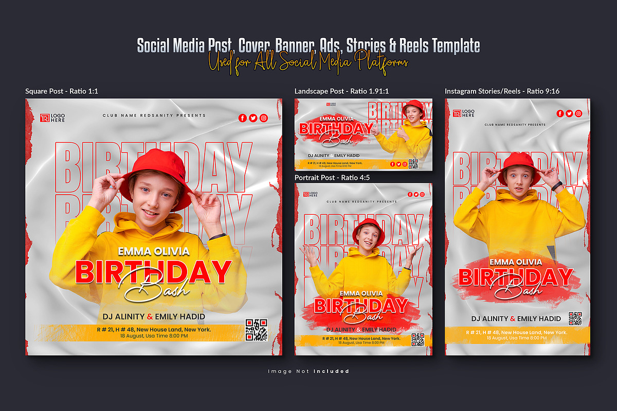 Birthday Social Media Post Bundle, a Social Media Template by Creative_View (Photo 4 of 8)