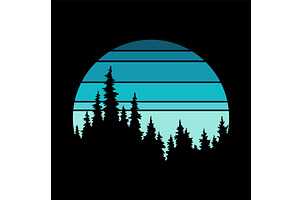 Retro sunset logo in striped, an Illustration by Things for designers