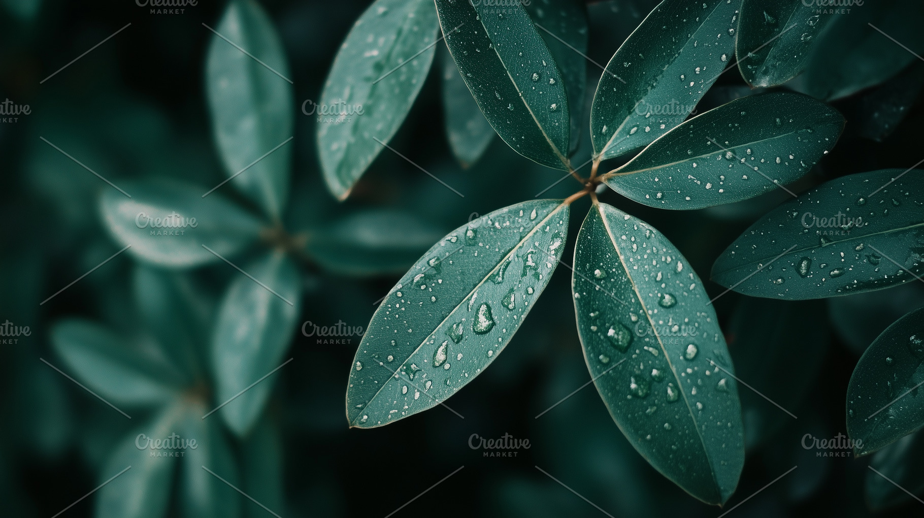 Green leaves with water droplets, a Nature Photo by MistyDay