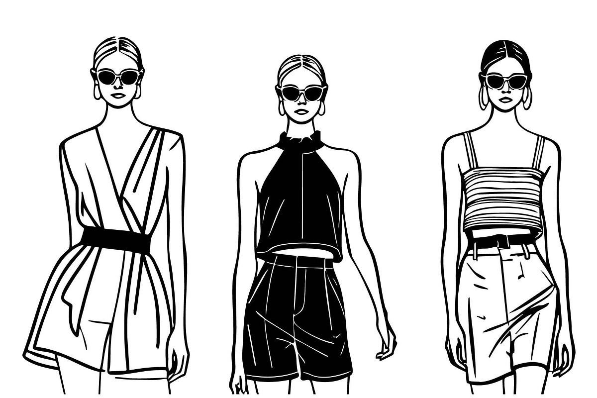 Fashion models silhouette sketch, a Person Illustration by Sketching