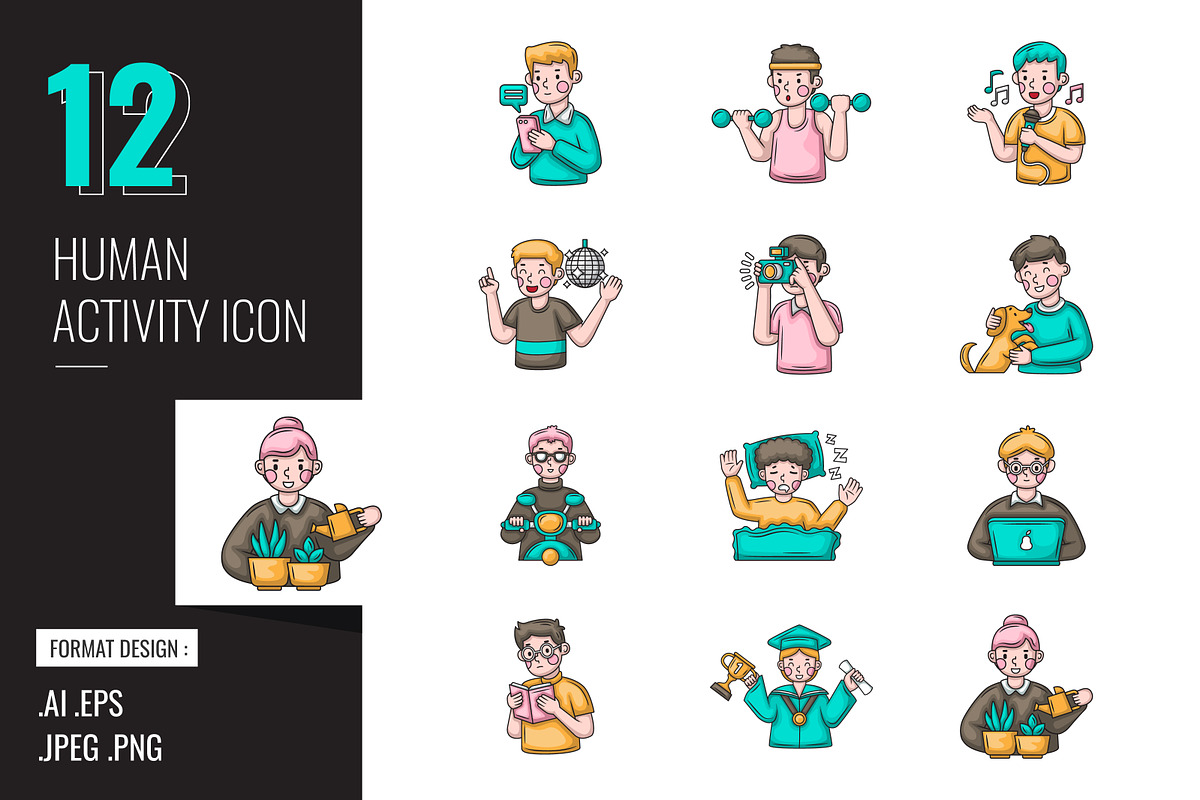 Human Activity Icon Set, a Duotone Icon by shin_std