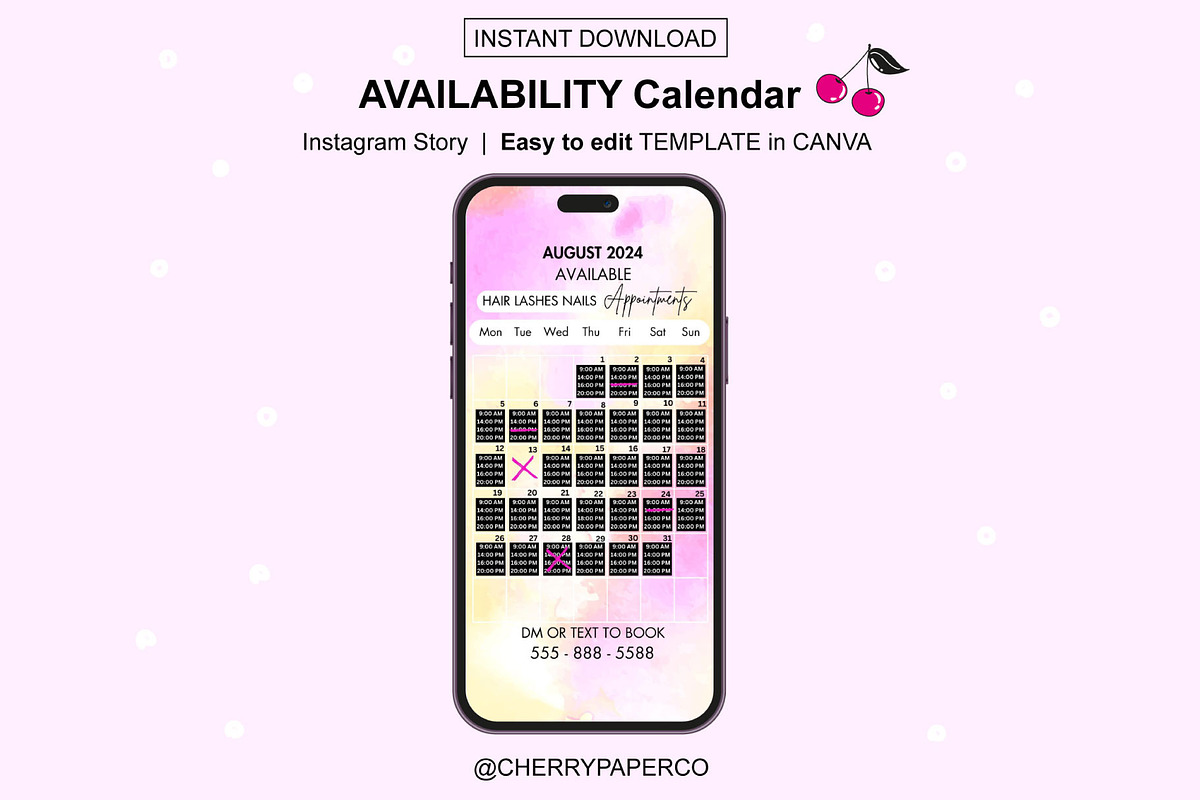 Instagram Story Calendar - AUGUST, a Social Media Template by Cherry Paper Co (Photo 2 of 2)