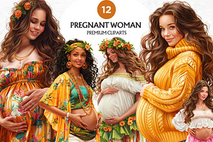 Watercolor Pregnant Woman Clipart Se