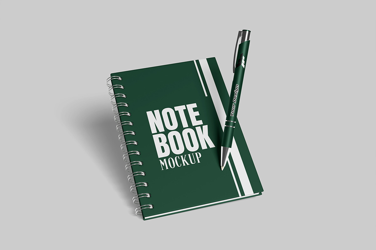 Notebook with Pen Mockup, a Books & Magazine Mockup by DxSLEX (Photo 4 of 5)