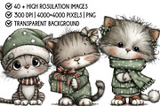 Whimsical Christmas Cat Clipart, an Illustration by Pixels.Craft (Thumbnail 5 of 6)