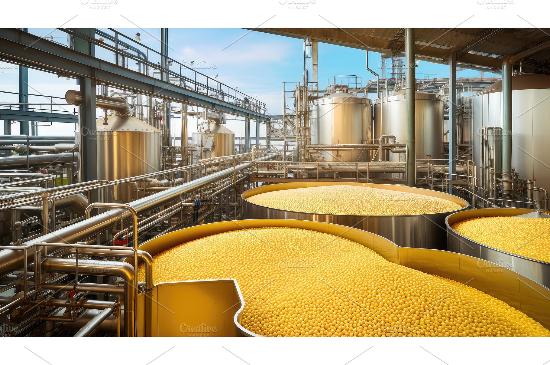 facility soy bean oil ai generated, an Industrial Photo by pikepicture
