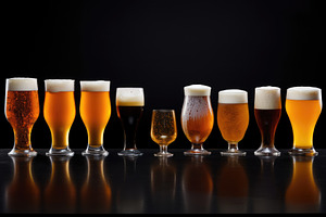 Group of different beer glasses on a, a Photo by Iftikhar Alam