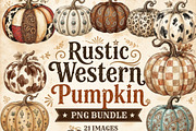 Rustic Western Pumpkin Clipart, a Seasonal Illustration by Tanya Kart (Thumbnail 1 of 10)