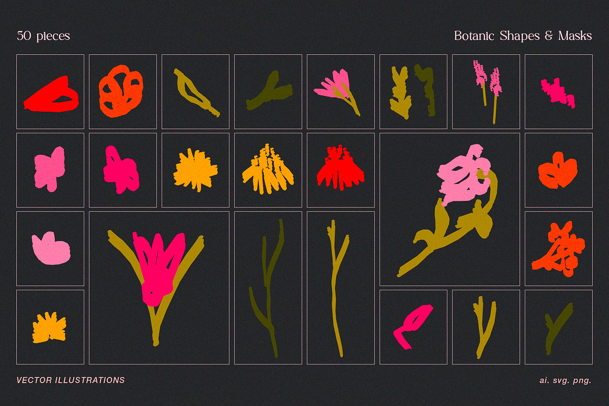 Blossoming Shapes - Florals Set, a Decorative Illustration by line & plane (Photo 4 of 11)