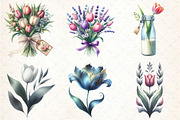 Watercolor Tulip Clipart, an Illustration by DreamCafeArt (Thumbnail 3 of 7)
